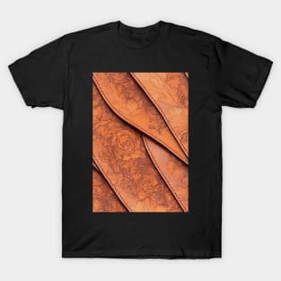 Brown Ornamental Leather Stripes, natural and ecological leather print #69 T-Shirt